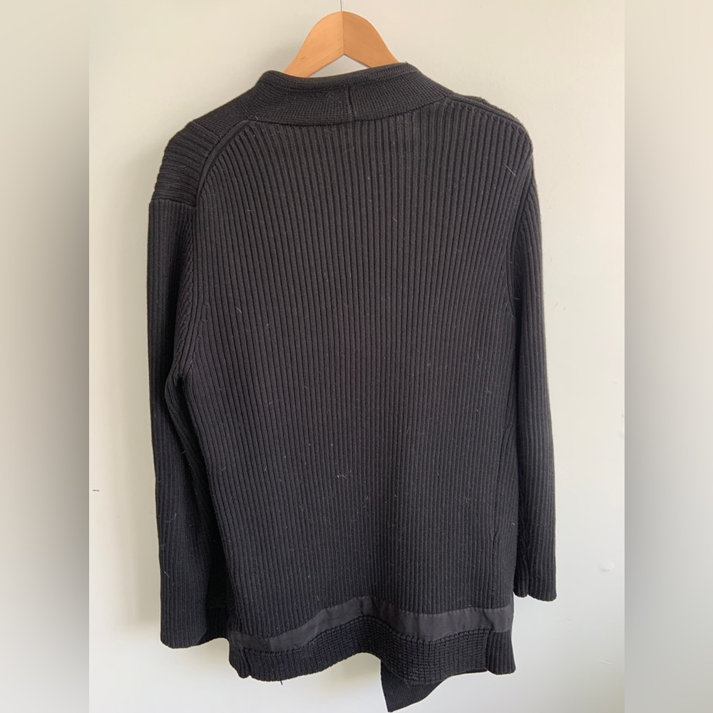 Athleta Thermolite Sentinel black Ribbed Merino Wool Zip-up Cardigan Coat - Picture 6 of 7